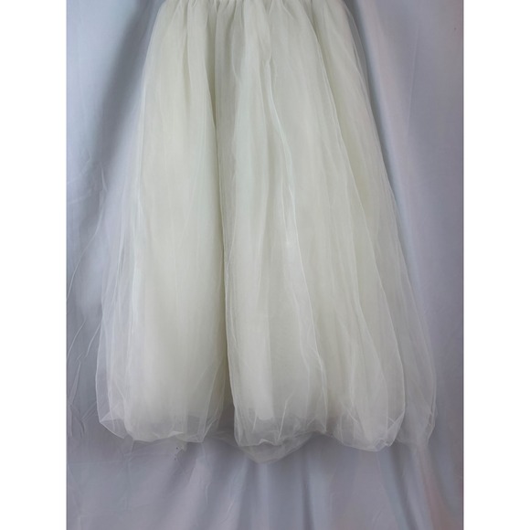 Girls Ivory Satin Tulle Flower Girl Dress Formal Gown Pageant Wedding Party - Picture 5 of 6